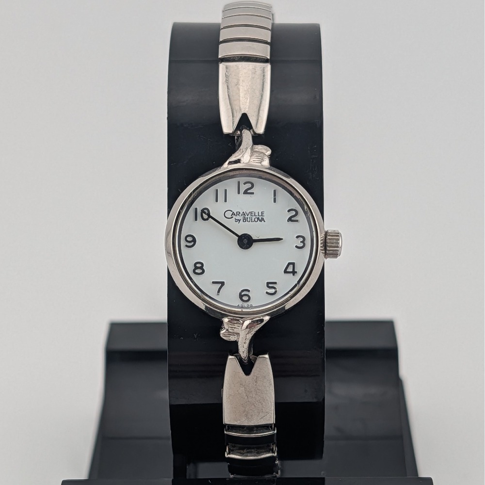 Caravelle Bulova Watch Womens Silver White Dial Expansion Band 43L20